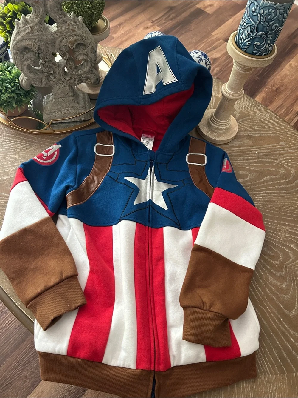 NWOT! Disney Marvel Avengers Captain America Kids Hooded Costume Hoodie Jacket